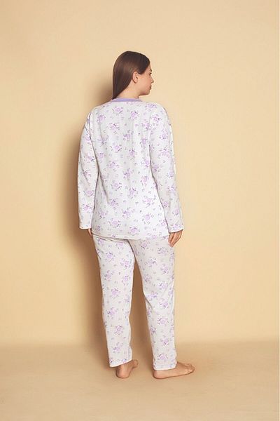 CALİA Women's Front Buttoned Oversized 2 Thread Raised Pajamas Set