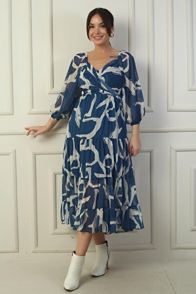 By Saygı Φόρεμα από σιφόν με διπλό στήθος με φόδρα με γιακά Madonna