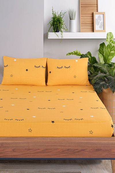 Eponj Home Yellow Double Pes Elastic Sheet Set