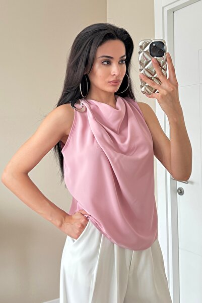 Serica Moda Αμάνικη μπλούζα με γιακά με αγκράφα