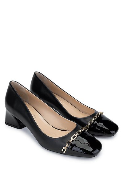 Tamer Tanca Women's Genuine Leather Black Heeled Shoes