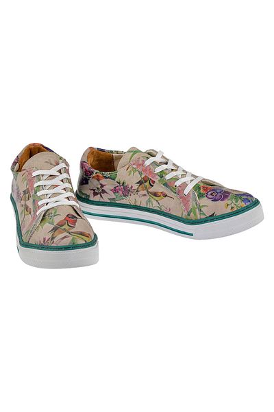 Streetfly Pantofi de damă colorați cu model de flori verzi