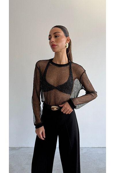 HZL Ribbed Mesh Blouse