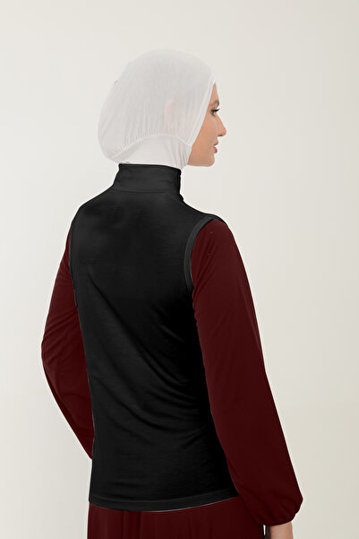 Sonbaharmoda Women's Zero Sleeve Half Turtleneck Combed Cotton Stretch Fabric Body - Black