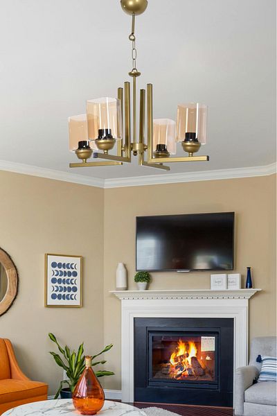 Modavize Destina Modern Design Bedroom Living Room Living Room Kitchen Antique Color Honey Glass 4-Piece Chandelier