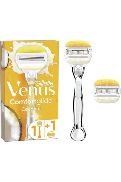 Gillette ماكينة حلاقة فينوس كومفورت جلايد أولاي كوكونت للنساء مع شفرتين قابلت...