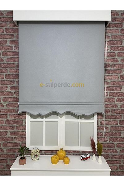 IŞILTI Perde Sistemleri Luxury Roller Blinds with Gray Glitter - Zs-004 (Slice Skirt)