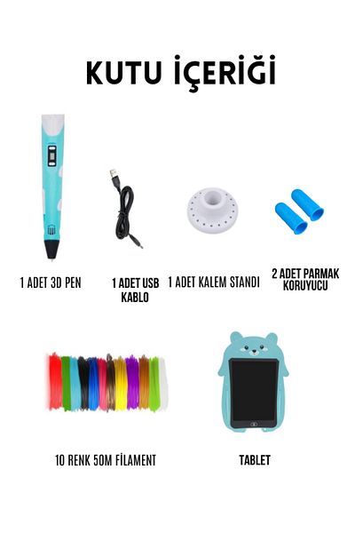 SolinpaTech 3D Pen - Three-Dimensional Printer, Graffiti Painting Blue (50 m Filament and USB Cable)