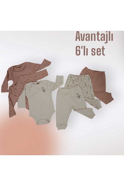 Necix's Mild 6-Piece Baby Girl Bottom Top Set