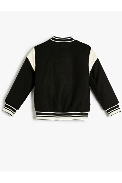 Koton Langärmlige, farbblockierende, übergroße College-Jacke mit Taschendetail