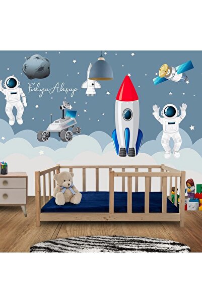 pinoxi Masif Ahşap Naturel Yuvarlak Çubuklu Karyola Çocuk Yatağı Doğal Ahşap