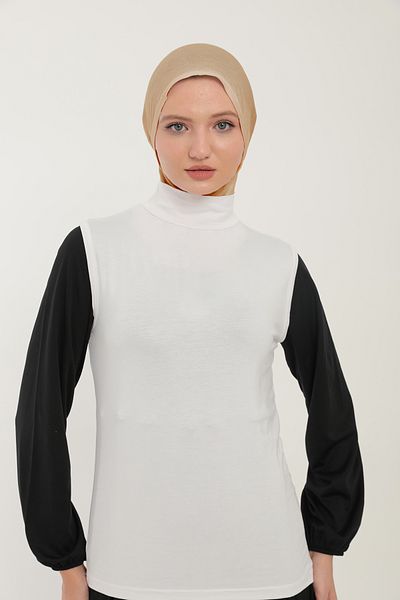 Sonbaharmoda Γυναικείο μηδενικό μανίκι μισό ζιβάγκο χτενισμένο βαμβακερό κορμάκι Lycra