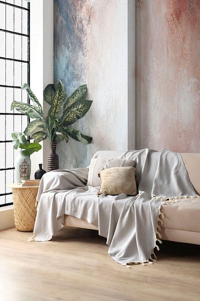 Miracolo Home Γκρι βαμβακερό διακοσμητικό κάλυμμα καναπέ μεγέθους 170x230 Βέλτιστο αντιολισθητικό σχέδιο