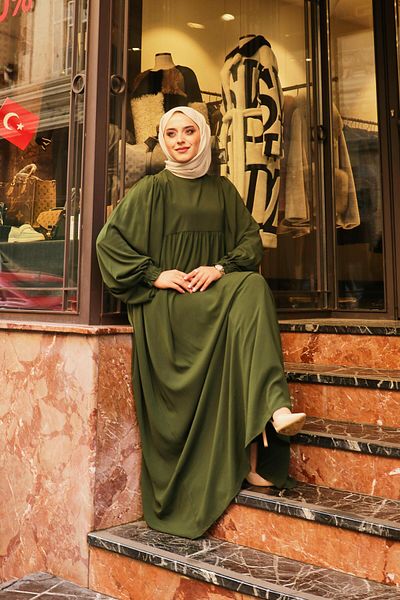 Berel Moda Πράσινο φόρεμα ποντσίκ