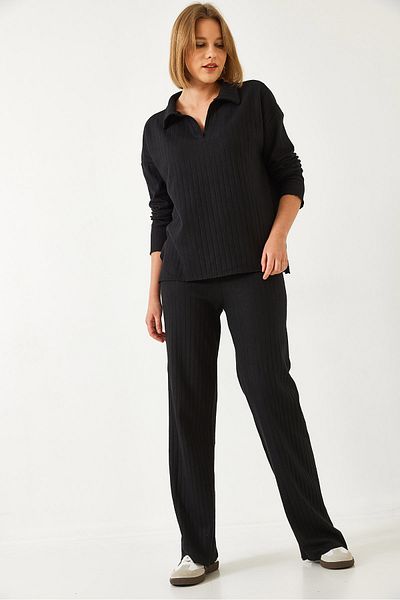 Bianco Lucci Women's Polo Neck Knitwear Bottom Top Set 0183 60261103