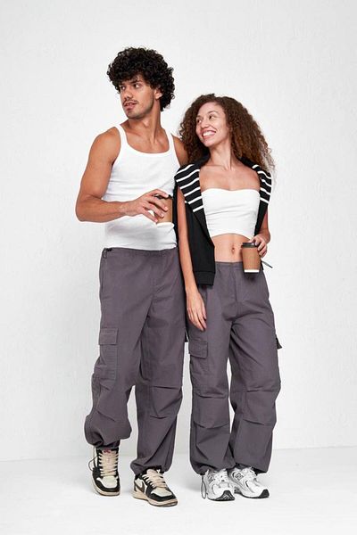 CeyssDesign Unisex Cotton Tactical Cargo Pants with Elastic Waist and Legs
