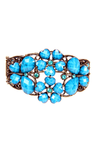 Rouge Blue Stone Cast Metal Handcuff Model Women's Bracelet