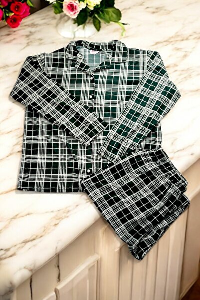 ARCAN Set de pijamale cu mâneci lungi cu nasturi din piele intoarsa Battal