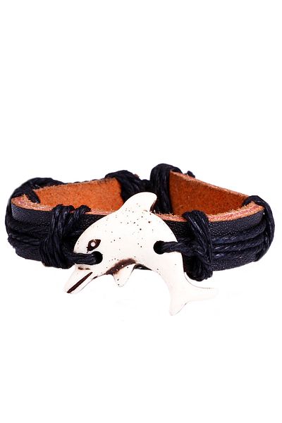 Rouge White Dolphin Leather Unisex Bracelet