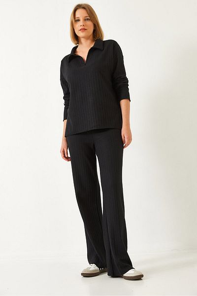 Bianco Lucci Women's Polo Neck Knitwear Bottom Top Set 0183 60261103