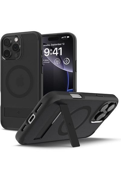 Spigen Ultra Hybrid S MagFit for iPhone 16 PRO case with Kickstand - Frost Black