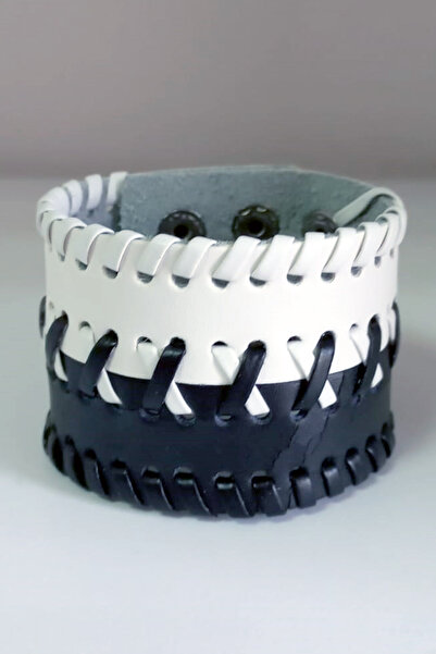 Rouge سوار جلد محبوك باللونين الأبيض والأسود للجنسين