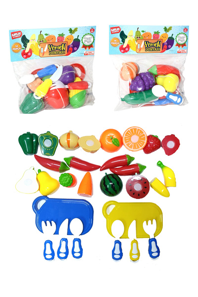 toysnet 28 Parça Kesilen Meyve Sebzeler Kesilebilir Meyve Cırtlı Kesilebilen ...