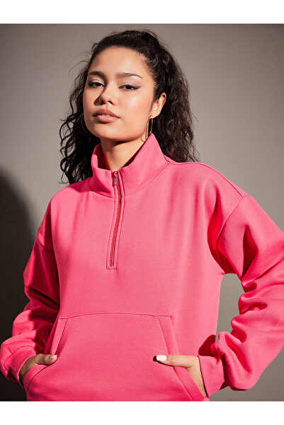 Sassafras By Styli Regular Fit Half Zip Placket Fleece Sweatshirt