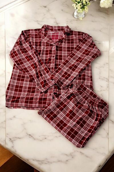 ARCAN Set de pijamale cu mâneci lungi cu nasturi din piele intoarsa Battal