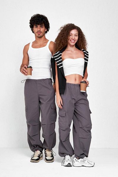 CeyssDesign Unisex Cotton Tactical Cargo Pants with Elastic Waist and Legs