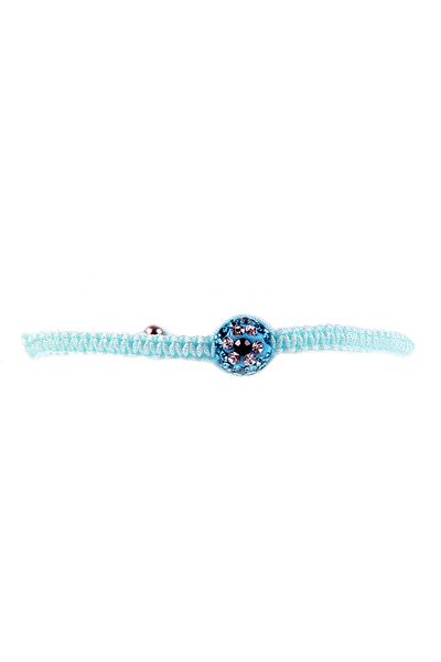 Rouge Evil Eye Bead Knitted String Women's Light Blue Bracelet
