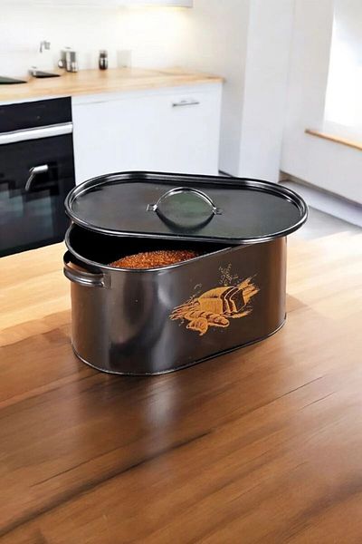 modalonga Metal Large Size Covered Patterned Bread Dish Black