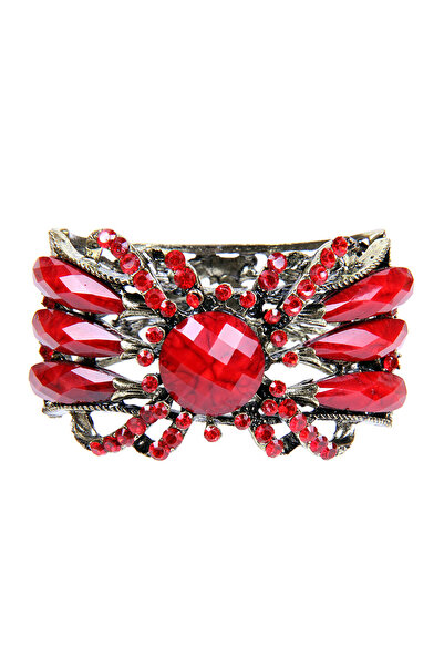 Rouge Red Stone Cast Metal Handcuffs Model Women's Bracelet