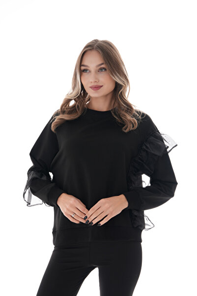 MYZ LİFE Sweatshirt  Fırfır Aksesuar İşlemeli