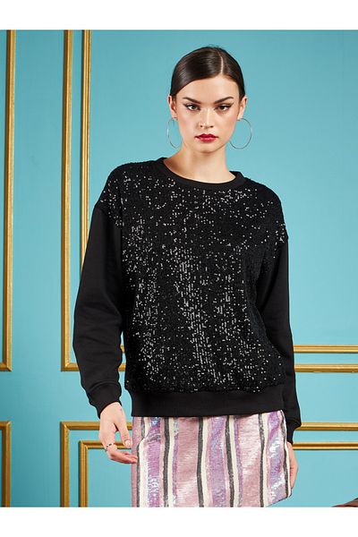 Sassafras By Styli Oversized Sequined Sweatshirt