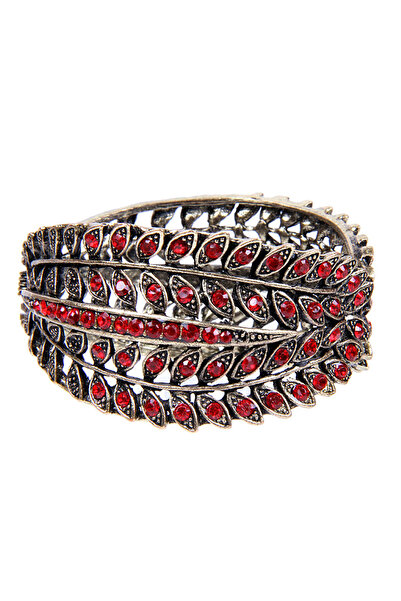 Rouge Red Stone Cast Metal Handcuffs Model Women's Bracelet