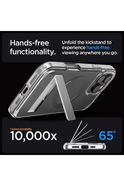 Spigen Ultra Hybrid S MagFit for iPhone 16 PRO case with Kickstand [MagSafe compatible] - Graphite