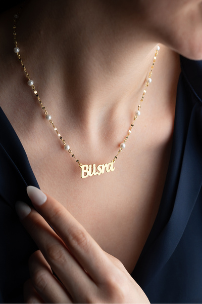 Silvano Jewelry 925 Ayar Gümüş İncili İsimli Kişiye Özel Kolye