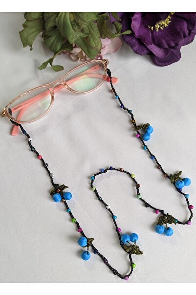 Bircan Hediyelik الكرز الكروشيه التطريز الزجاج مطرز النظارات الفيروزية الحبل
