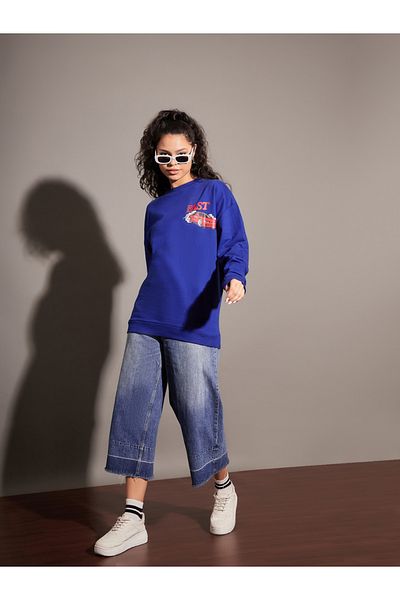 Sassafras By Styli Oversized Graphic Print Dropped Shoulder Sweatshirt