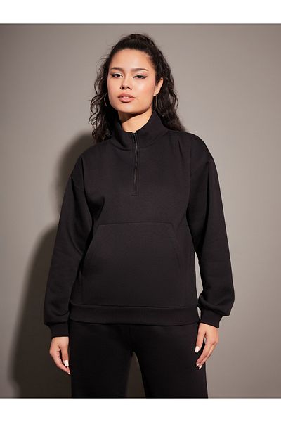 Sassafras By Styli Regular Fit Half Zip Placket Fleece Sweatshirt
