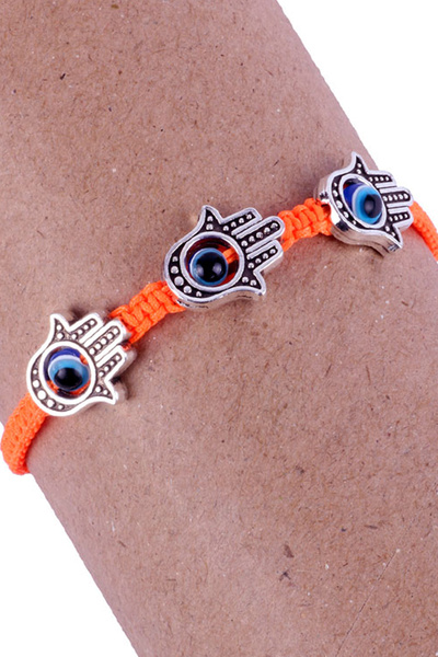 Rouge سوار نسائي باللون البرتقالي من Fatma Mother Hand Evil Eye