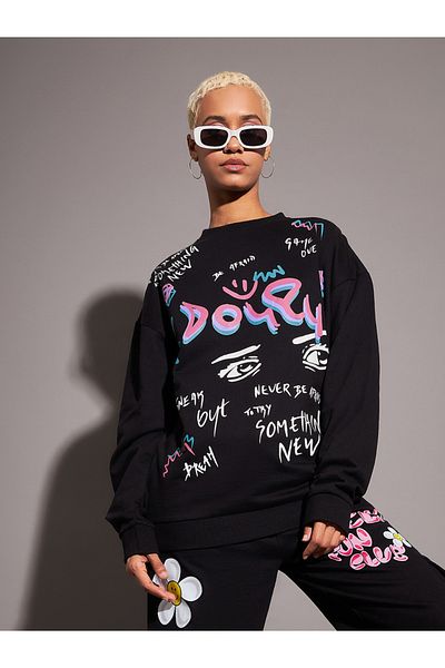 Sassafras By Styli Oversized Graphic Print Dropped Shoulder Sweatshirt