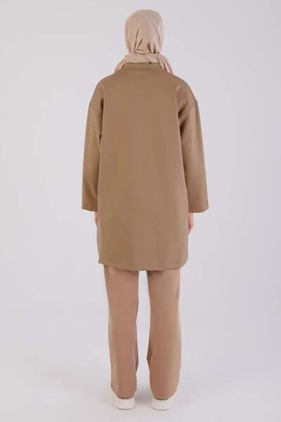 ALLDAY Σκούρο μπεζ μπουφάν με κολάρο κολλεγίου με φερμουάρ