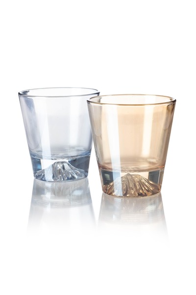 Dania طقم زجاج مكون من قطعتين قطعة عسل شفاف قطعة شفافة سماوي السعة: 270 مل