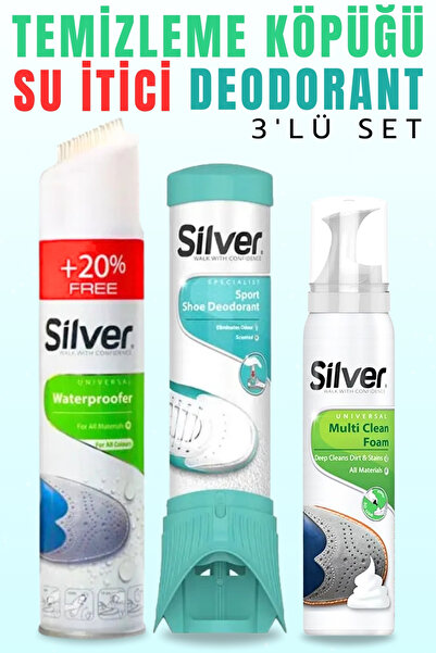 Silver 3'lü Set - Su Itici Sprey 300 Ml + Ayakkabı Deodorantı & Temizleme Köpüğü