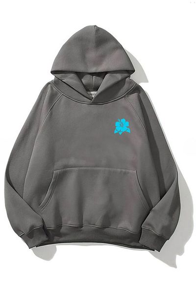 The Champ Clothing Φούτερ με κουκούλα με κουκούλα Fleece Hawaii Printed Smoked Unisex Oversize