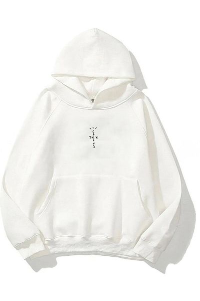 The Champ Clothing Φούτερ με κουκούλα Fleece Look Mom I Can Fly με στάμπα Unisex Λευκό Oversize φούτερ με κουκούλα