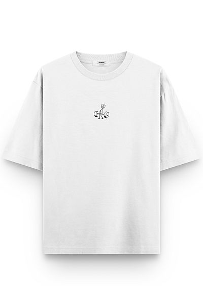 Overoz Μπλουζάκι Cross Fit White Oversize - Stickman Printed, Unisex, 1278