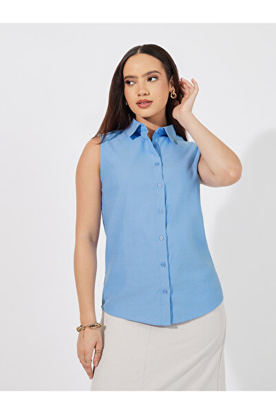 Styli Buttoned Down Loose Fit Sleeveless Shirt